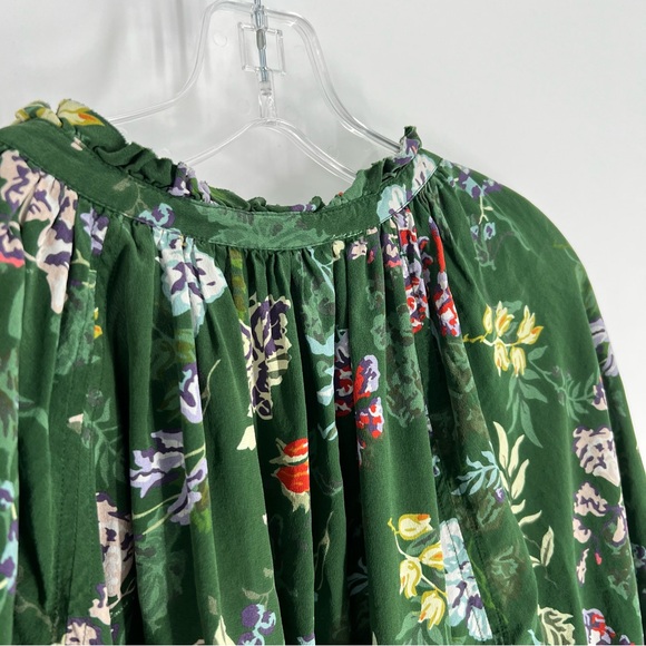 Zadig & Voltaire Theresa Green Floral Printed Silk Blouse Womens Size Small - Picture 9 of 16